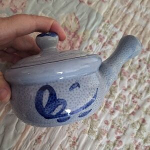 Blue Ceramic Teapot with Floral Design